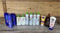 Assortment of insect repellent and sun screen