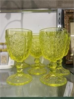 (7) Vaseline Glass Goblets