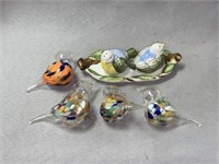 Art Glass Bird Form Ornaments with Shakers
