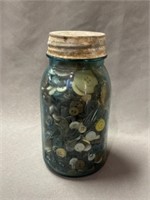 Vintage Buttons with Ball Canning Jar