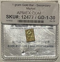 APMEX 1 gram pure GOLD bar