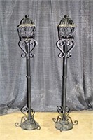 2 Birdcage/Candle Holder Lanterns 8x37"