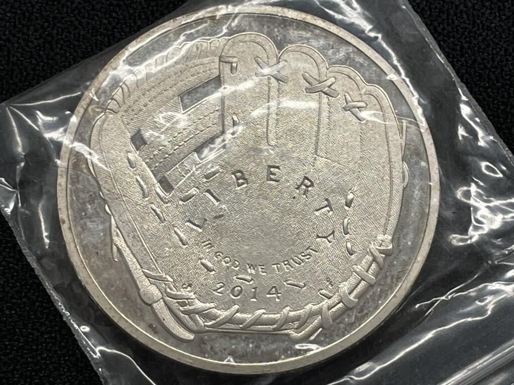 2014 Baseball Hall of Fame Silver $1 Coin
