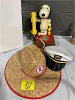 SNOOPY THEMED PHONE, STL CARDINALS STRAW HAT,