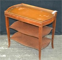 15" x 26" Vintage Leather Top Side Table