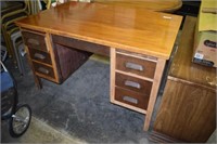 Vtg Solid Wood Kneehole Desk