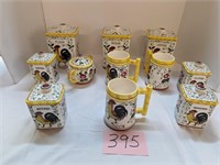 Rooster Mugs & Canister Set