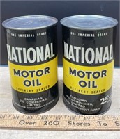 2 EMPTY National Motor Oil 1QT Cans