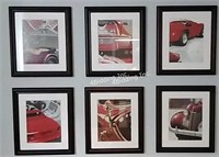 Set of 6 Framed Red Car Pictures- BB2