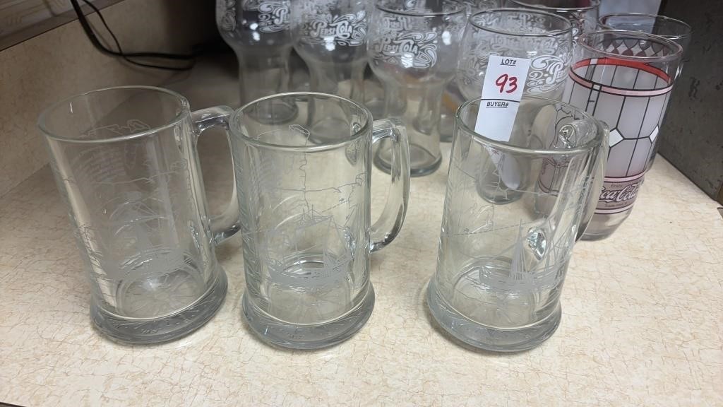 Lot of 3 Sail Boat Beer Mugs