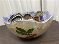 Ceramic Bowl w/Spice Tins & Bottle