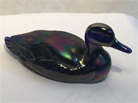 Fenton Blue Iridescent Art Glass Duck