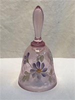 Fenton "Purple Daisies" Pink Art Glass Bell