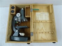 Microscope in Wooden Box