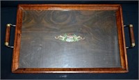 Antique Tea Cart Tray w Coat Of Arms 17.5"l x 11"w