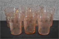 Federal Glass Sharon Pink Cabbage Rose Glasses