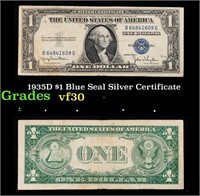 1935D $1 Blue Seal Silver Certificate Grades vf++