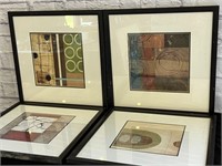 4- Piece Square Framed Modern Art in Tuscan Colors