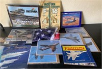 W - MIXED LOT OF MILITARY AIRCRAFT PRINTS & FLAG