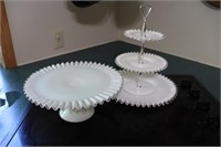 Ruffled Milk Glass Serving Pieces