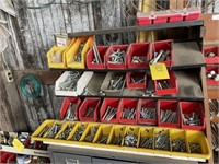 Assorted Bins or Carriage Bolts on Rack