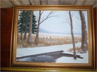 P. Hohon vintage Original Framed Oil on Canvas