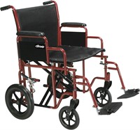 Heavy Duty Transport Wheelchair, Red..