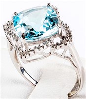 Jewelry 10kt White Gold Blue Topaz Ring