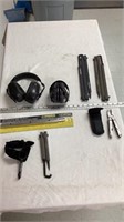 Auger adapter shaft, ear muffs, multi tool