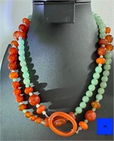 Jay King Carnelian & Green Quartz Necklace