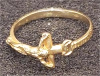 (X) 10K Yellow Gold Diamond Crucifix Ring (1.1
