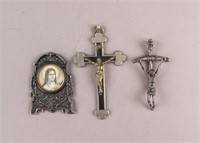 Vintage Silver-plated Crucifix Pendants & Brooch