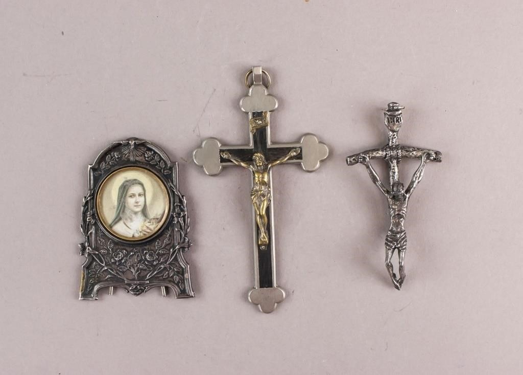 Vintage Silver-plated Crucifix Pendants & Brooch