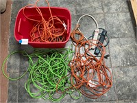 Tote of Extension Cords and Surge Protectors