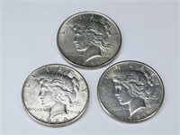 Peace Silver Dollars: 1922, 1928 S & 1934 D