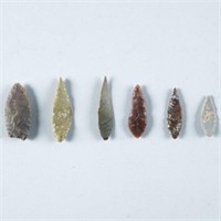 6 NEOLITHIC FLINT ARROWHEADS