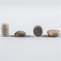 4 BEADS WITH HIEROGLYPHICS