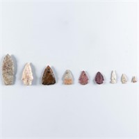 9 NEOLITHIC FLINT ARROWHEADS