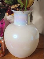 Vase Opalescent Iridescent White Blown Glass