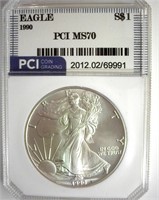 1990 Silver Eagle MS70 LISTS $3850