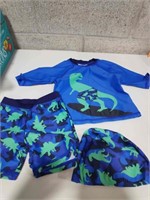 (N) AuSletie Boys Two Pieces Swimsuit Set Short Sl