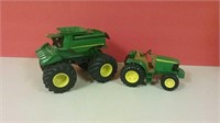 2 John Deere Toys Tractor & Harvester