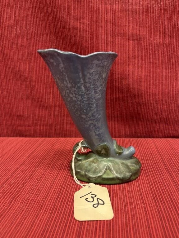 Weller Sydonia ware vase 6.5? cornucopia blue and