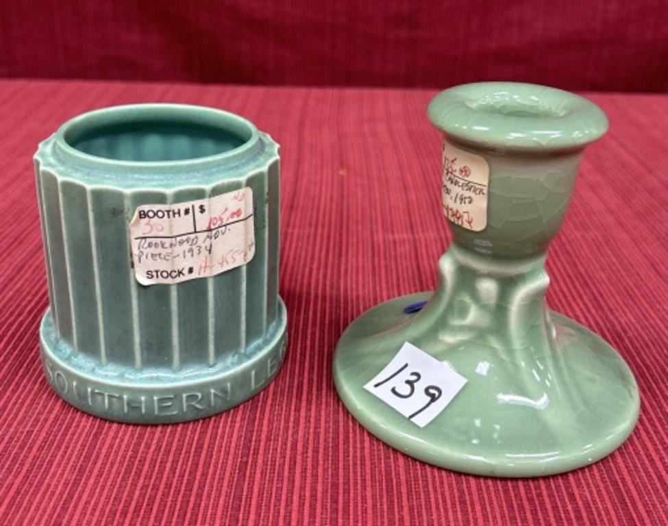 2 Rookwood, candlestick 6532 high gloss green 4”