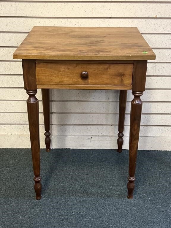 Walnut Single Drawer Lamp Table with turned legs