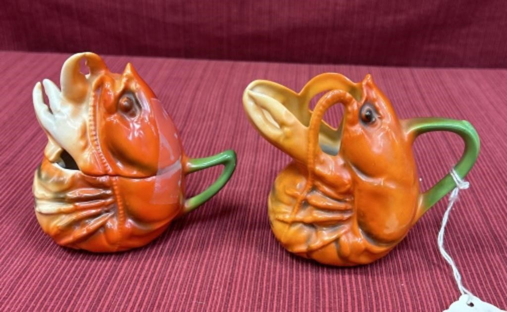 Royal Bayreuth lobster form creamer and sugar