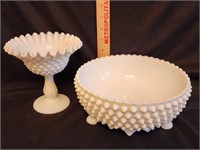 Fenton Milk Glass Hobnail Compote, Bowl