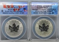 2014 (2) Coins Set of Canadian Maple Leafs