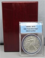 2012 West Point Satin Finish Silver Eagle. ANACS