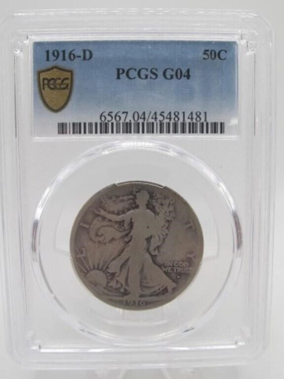 1916-D 50C WALKING LIBERTY HALF PCGS G04